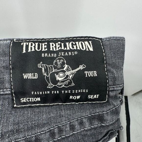 True Religion Men's Ricky Relaxed Straight Black & Purple Distressed Jeans 29x32 - Picture 7 of 8